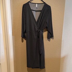 Piphany Black and White Polka Dot Wrap Dress